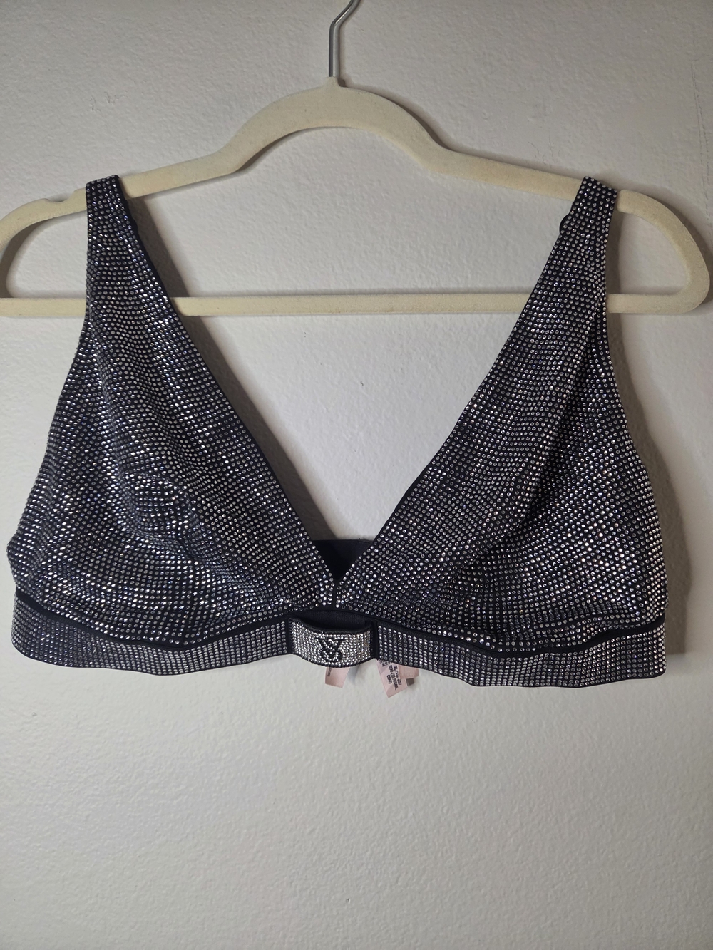 VS Sparkle Bralette — Black with Silver Accent